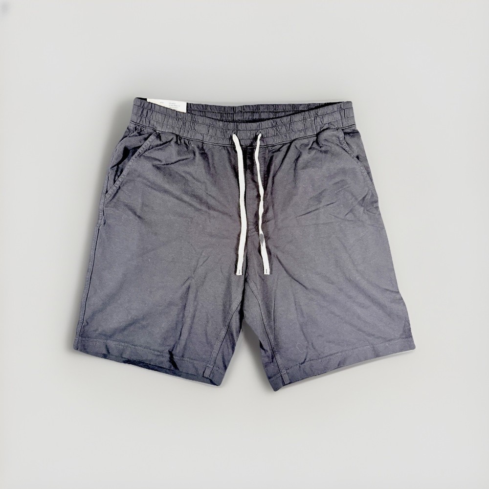 UNIQLO Shorts Mens XL Black Jersey Cotton Drawstring Elastic Waist Pockets - NEW