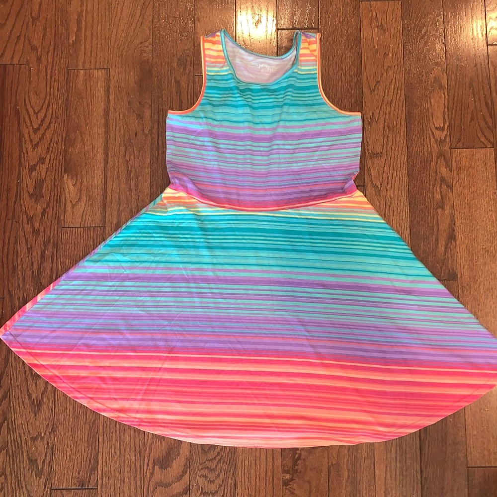The Children's Place Girls' Rainbow Striped Sleeveless Dress