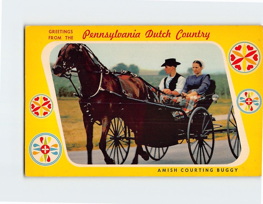 Postcard Amish Courting Buggy Pennsylvania Dutchy Country Pennsylvania USA