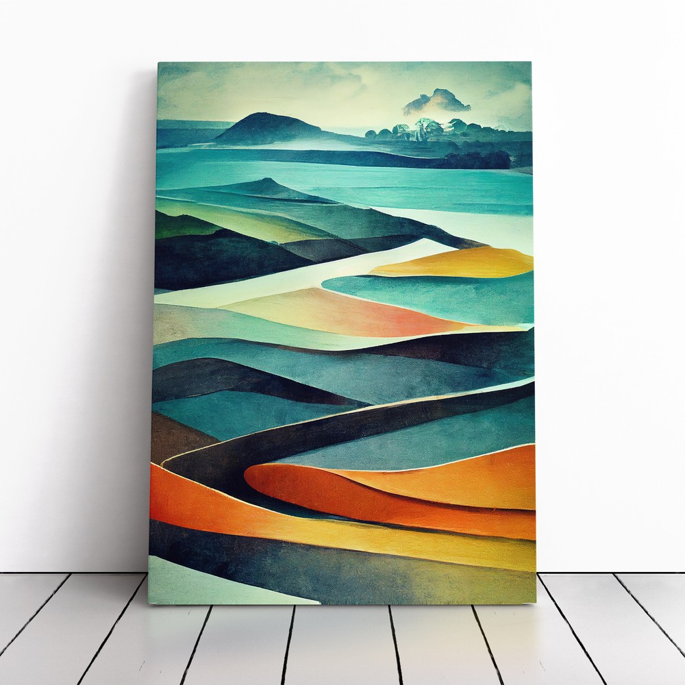 Meadow Landscape In Abstract No.5 Canvas Wall Art Print Framed Picture Decor