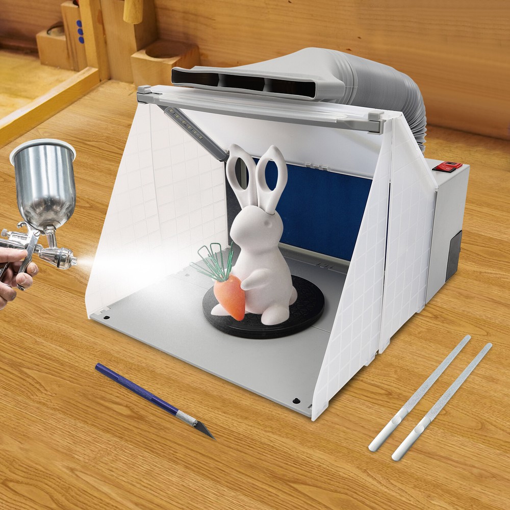 Portable Airbrush Paint Spray Booth w/ LED Lights,Turntable-Painting,Crafts,Cake