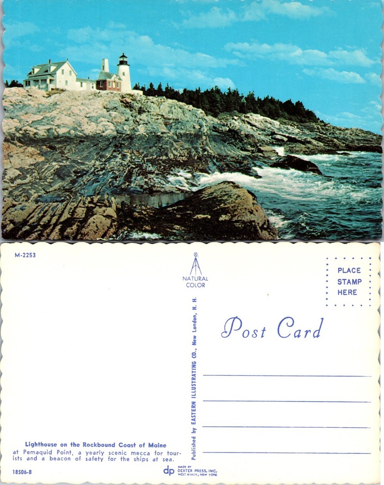 Rockbound Coast Lighthouse Pemaquid Point Maine Postcard