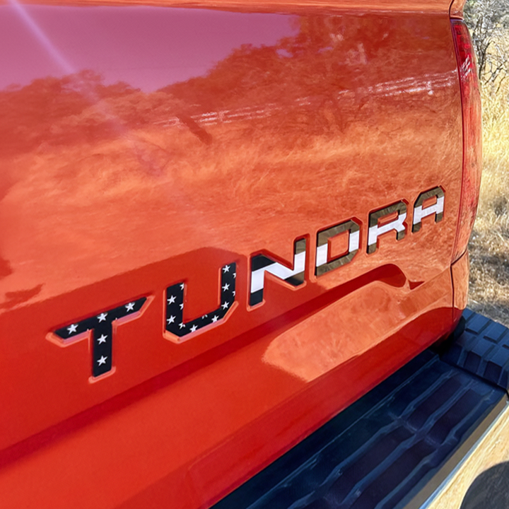 Blackout Flag Raised Plastic Letters Inserts Toyota Tundra 2014-2021 Tailgate
