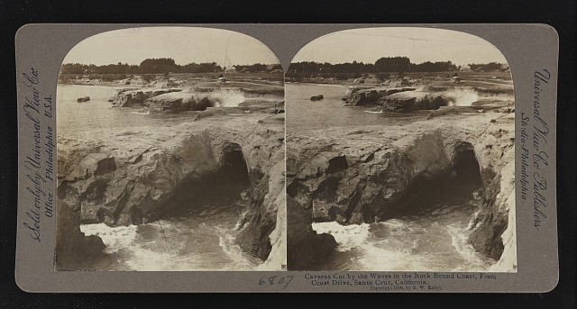 Santa Cruz California 1906 Caverns Cut by Waves Coast Drive Coastline