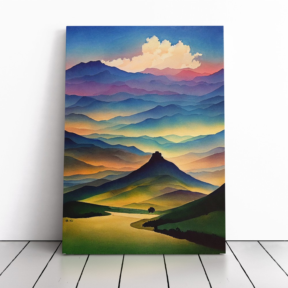 Striking Mountain Landscape No.4 Canvas Wall Art Print Framed Picture Home Decor
