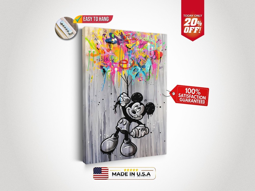 Banksy Mickey Mouse Einstein Graffiti Pop Art Poster Hypebeast Decor  -image