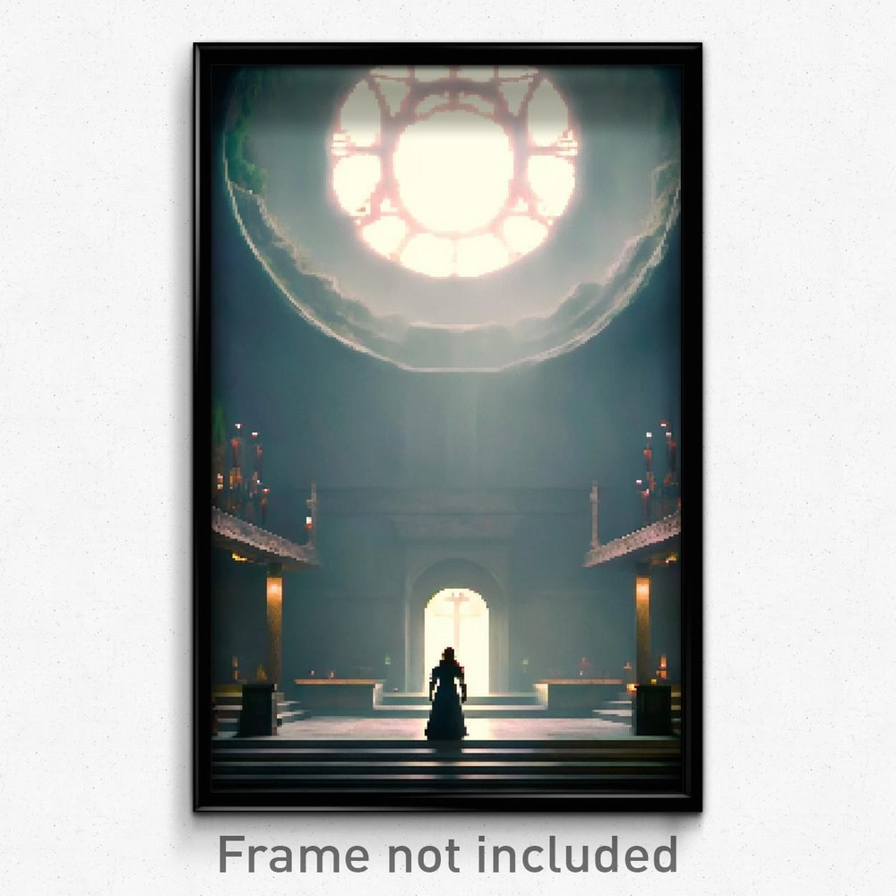 8-Bit Psychedelic Pixel Art Poster - Dreary Sanctuary Video Game Print