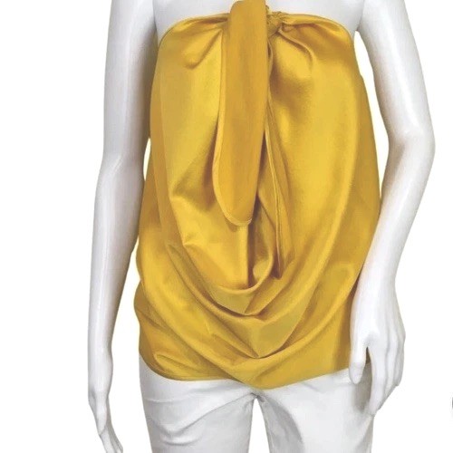 Ramy Brook Womens Harriet Halter Top Sleeveless Gold Medium 6-Way Wear
