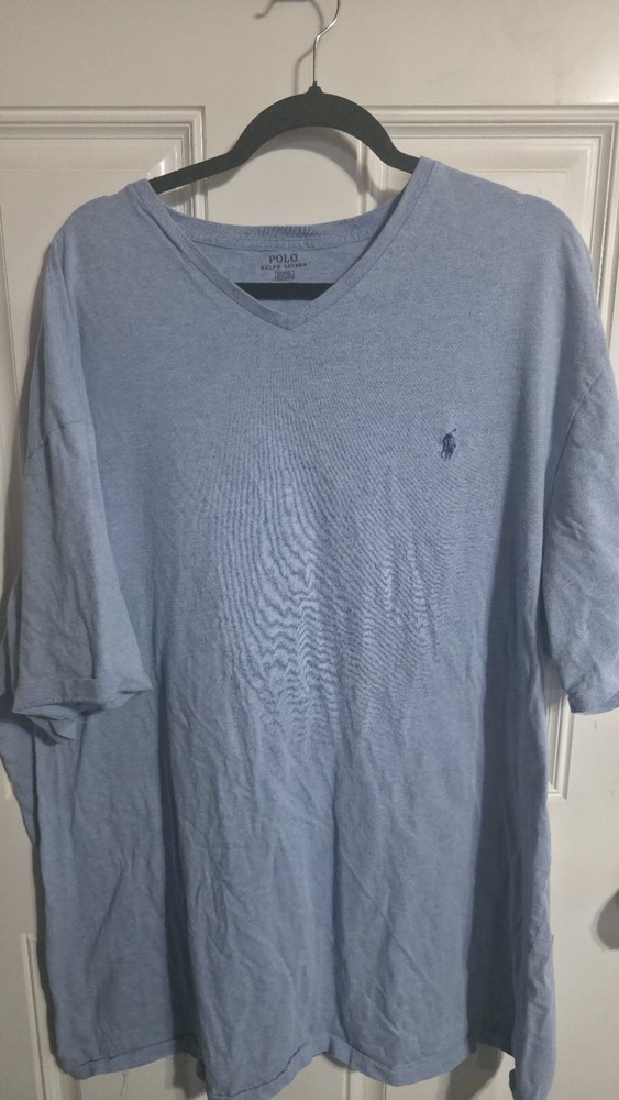 Polo Ralph Lauren Men’s Blue T-Shirt V-Neck Short Sleeve Jersey Cotton 2XLT Tall