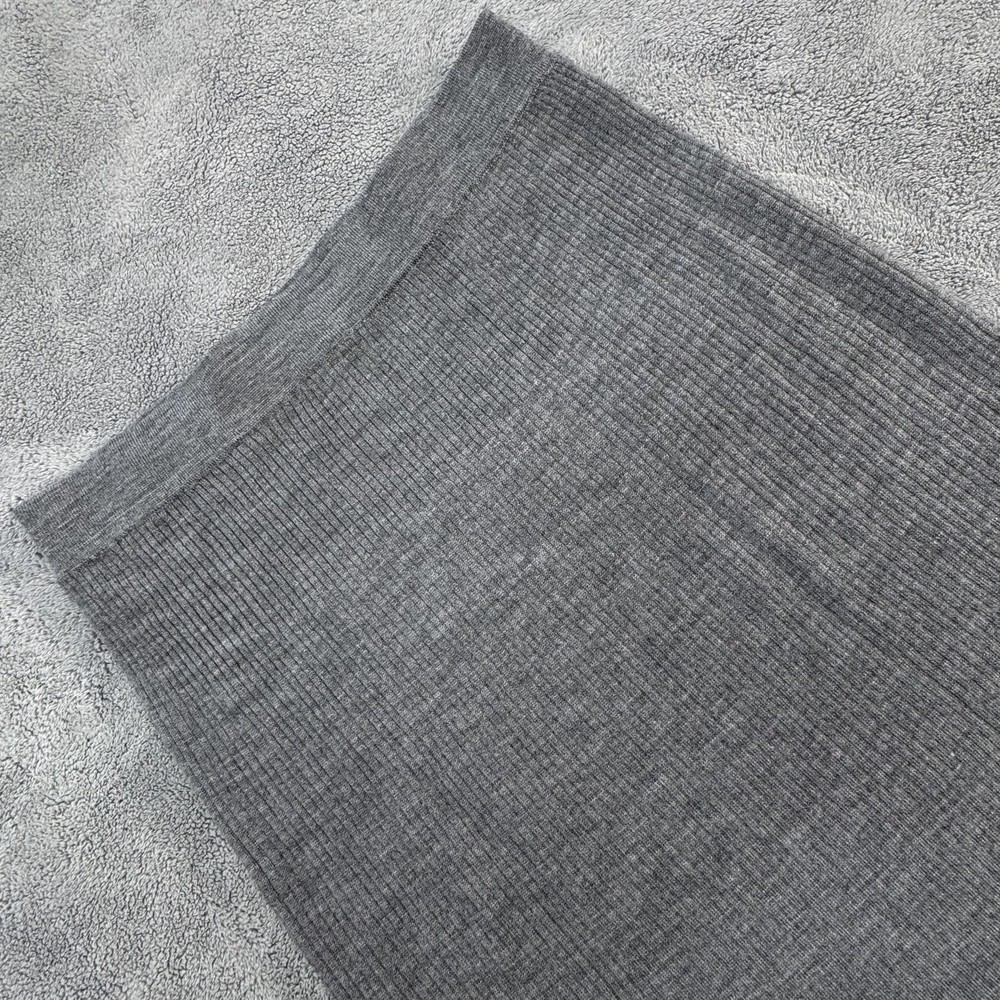 Uniqlo Skirt Womens M Gray Straight Pencil Midi Ribbed Slit Pull On Knit