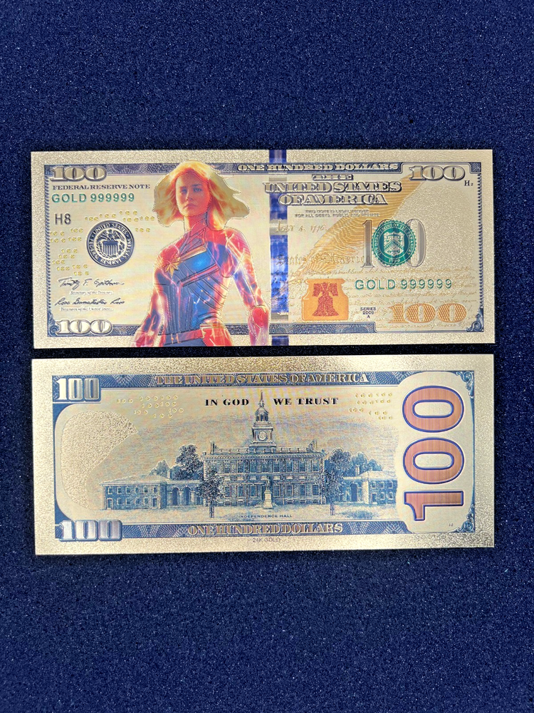Captain Marvel - 24k Gold Foil Banknote - Super Hero Tv Show/Movie Character