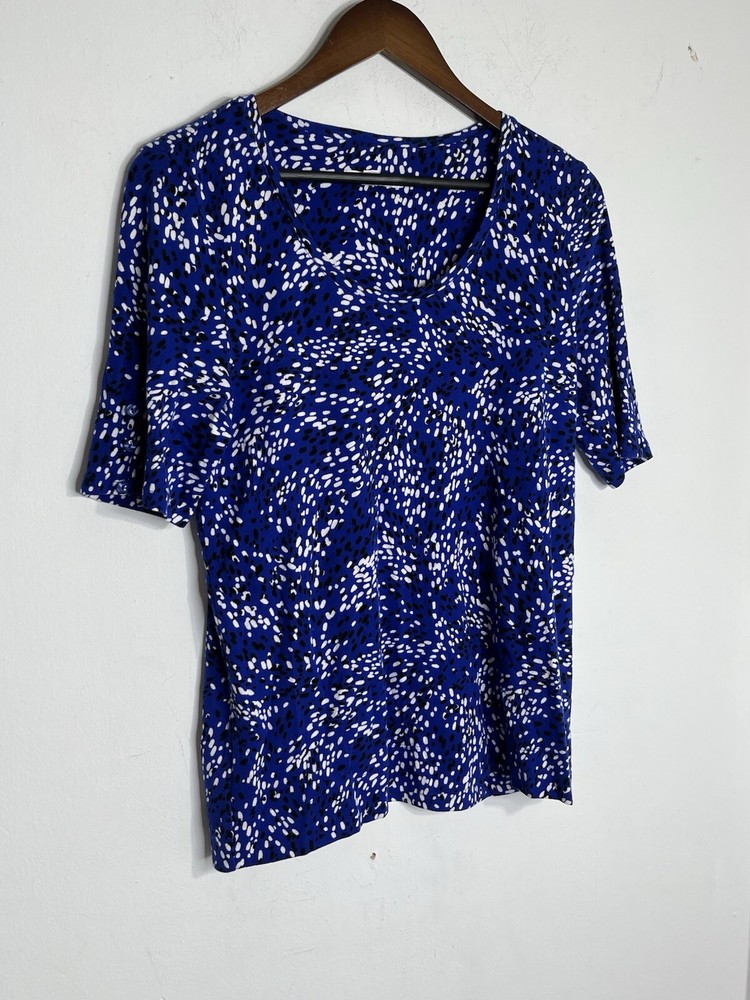 Chico's Graphic Dots Space Abstract Print Colors sz 1 M Top Blouse (13-image