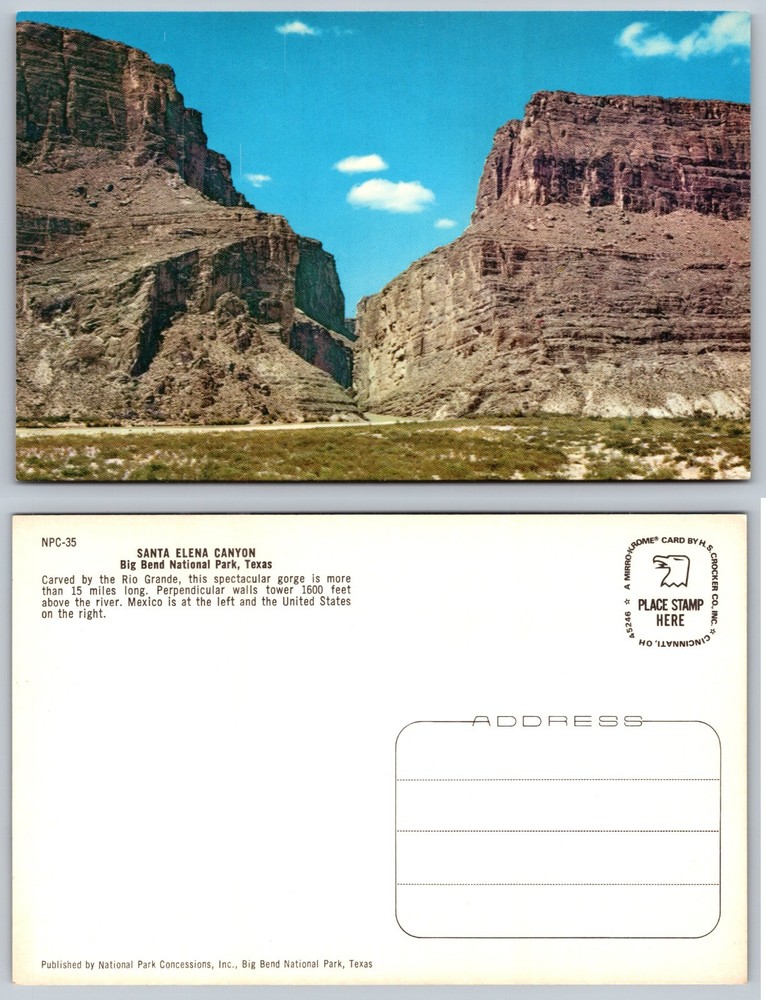 Santa Elena Canyon Big Bend National Park Texas Postcard