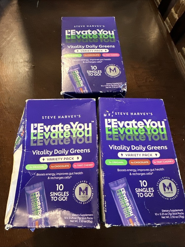 L'Evate You Vitality Daily Greens Variety Powder Drink Mix 10 Ct Damaged Box X3