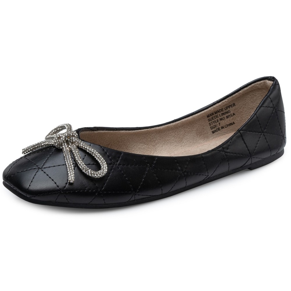 Alpine Swiss Myla Women's Ballet Flats, Bow on Flats, Rhinestone