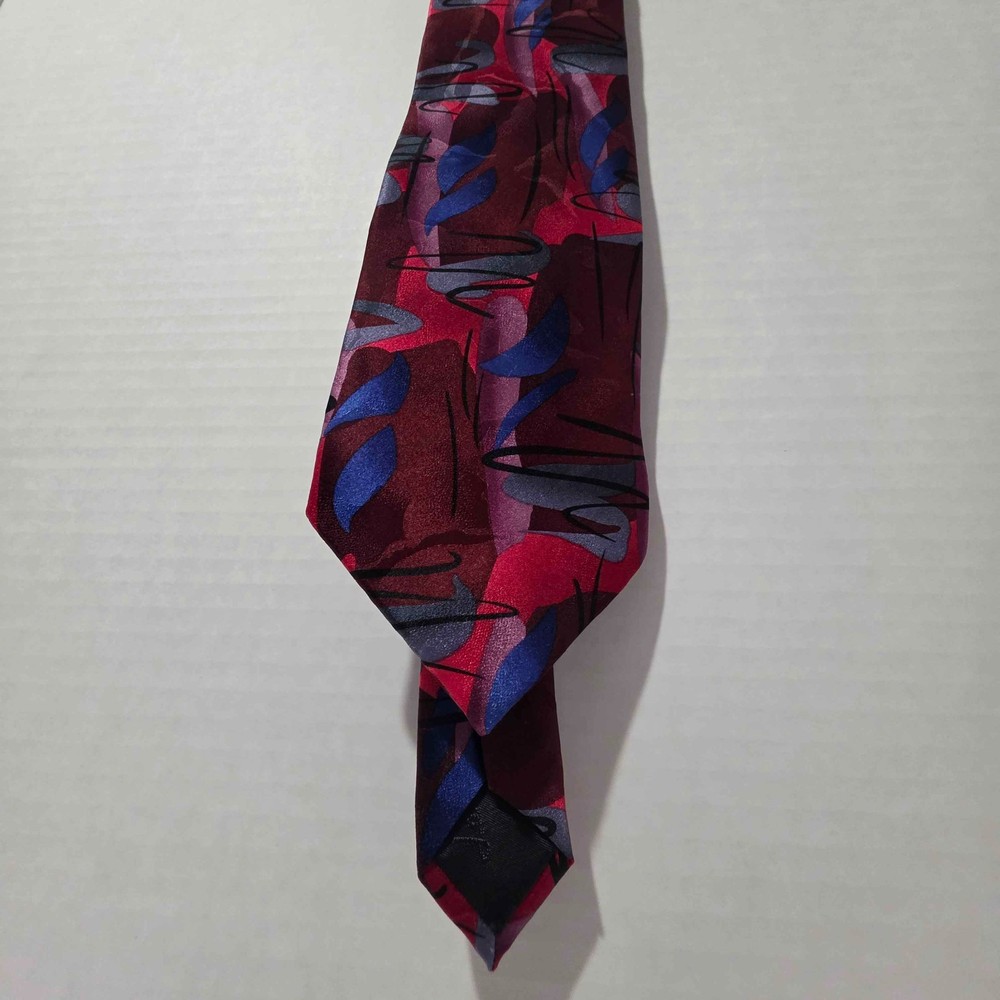 J Garcia Jerry Garcia Silk Tie Abstract Art Burgundy Blue Pink Necktie