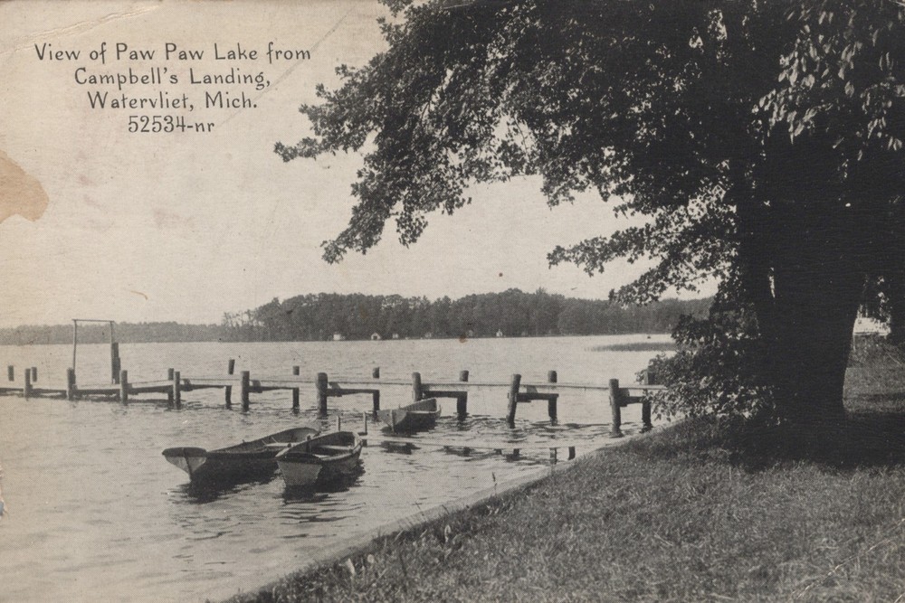 Watervliet MI Michigan ~   View of Paw Paw lake from Campbell's Landing 1927