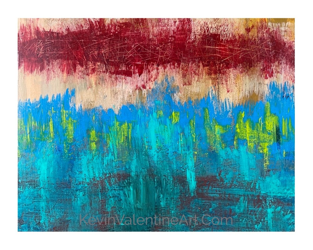 Original Abstract Expressionist Forrest Landscape Acrylic Canvas Painting-image