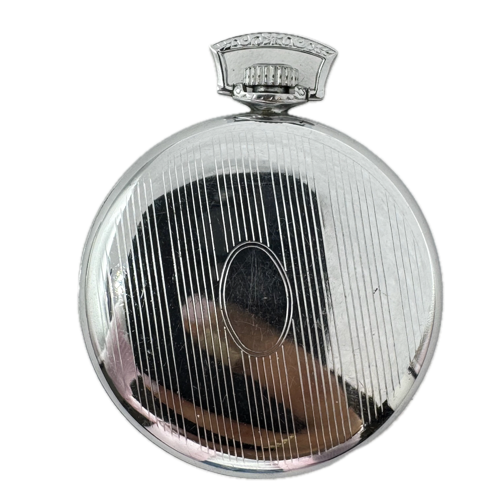 Antique 6s Illinois Spartan Open Face Pocket Watch Case Chrome PlatedPinstriped