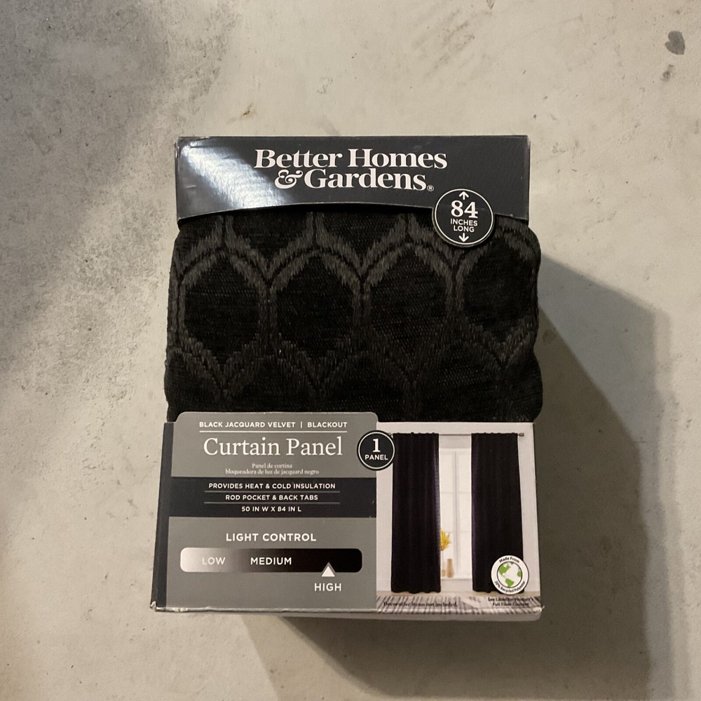 Better Homes & Gardens Black Curtain Panel