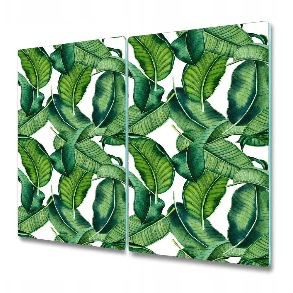 Glass Induction Cover Botanical Leaves Big Leaves Exotic Tropical Nature 2x30x52