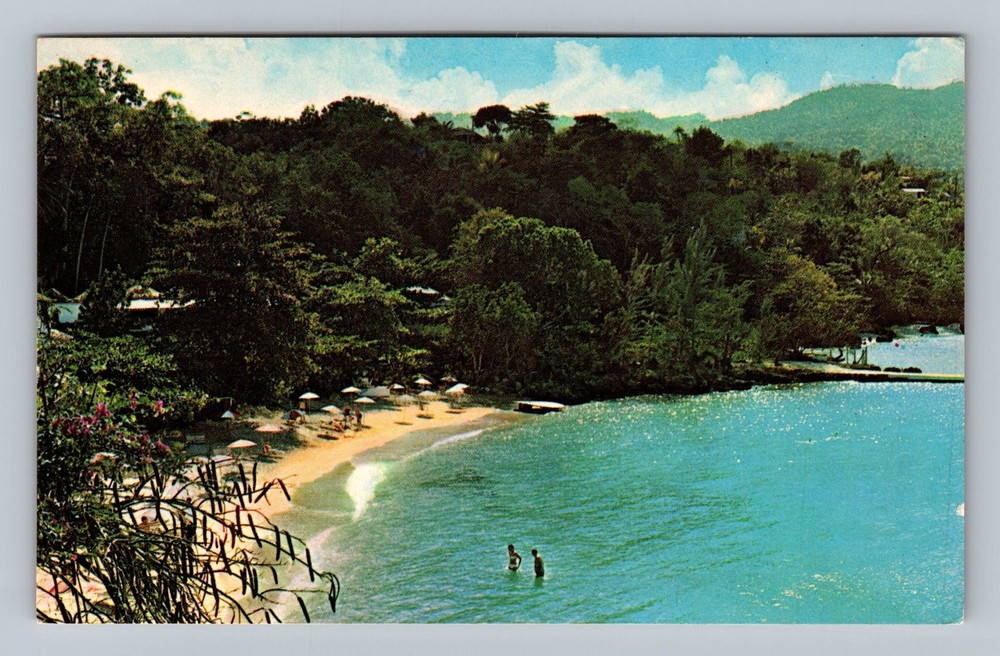 Jamaica- One Of Many Caribbean Beaches Pan Am Souvenir Postal Vintage Postcard