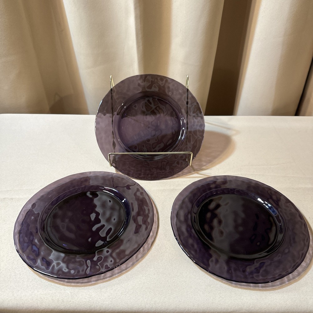 Set 3 Studio Bormioli Rocco Palatina Amethyst Purple Salad Dessert Plate 7 3/4