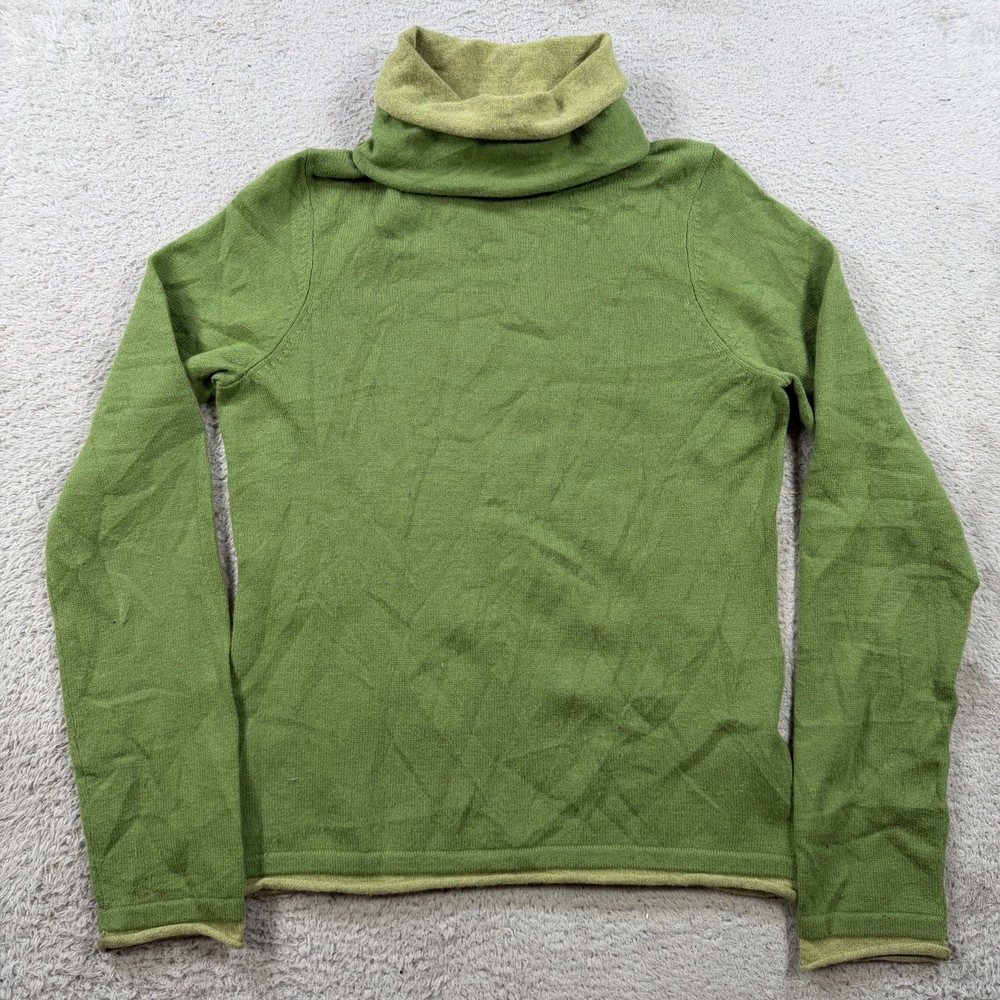 Absinthe Sweater Womens XS Green 100% Cashmere Turtleneck Pullover Lightweight-image