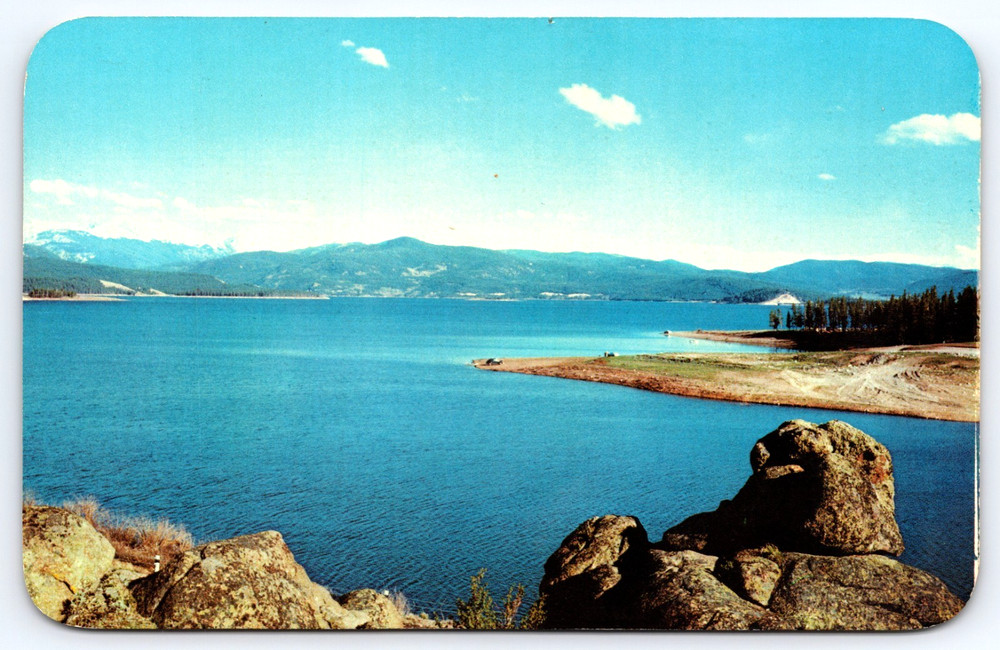 Vintage Postcard Granby Reservoir Scenic View Mountains Water Landscape Colorado