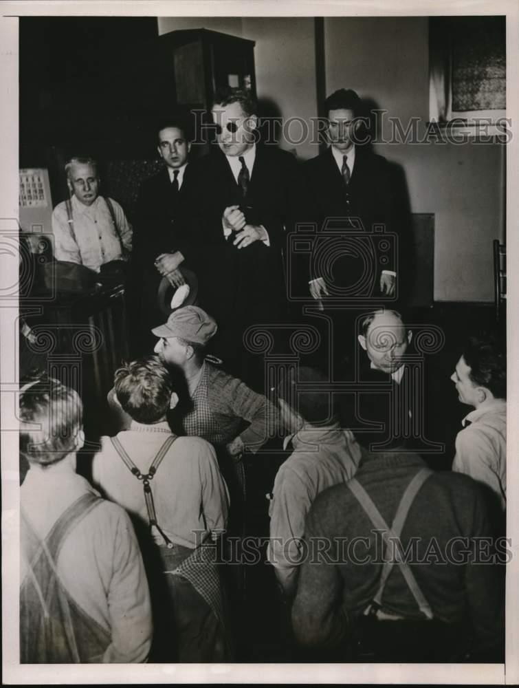 1937 Press Photo Blind broom makers stage sit-down strike in Pittsburgh PA