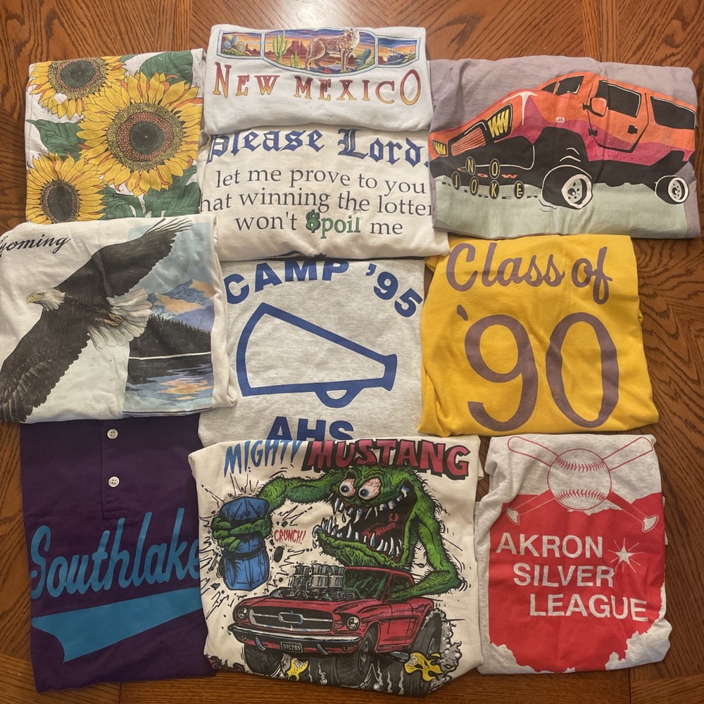 Vintage 80s 90s Y2K T-shirt Lot Of 10 Most Single Stitch Skate Animal Rat Fink