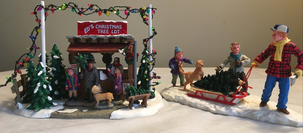 LEMAX Ed's Christmas Tree Lot Table Accent Village Collection #73646 with Extra-image