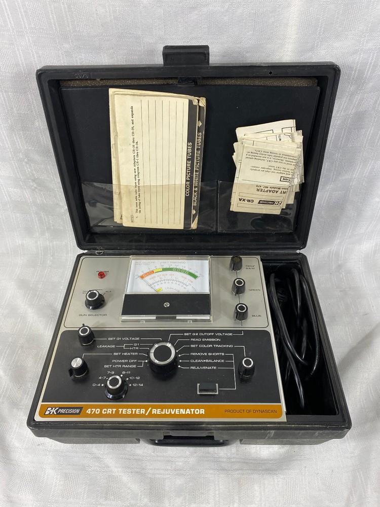 B K Precision Dynascan 470 Picture Tube Tester Rejuvenator Powers On Has Manuals