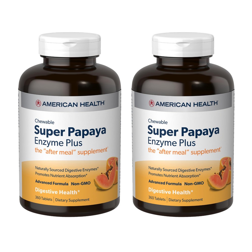 Super Papaya Enzyme Plus - 360 Chewable Tablets, Pack of 2 - The After-Meal S...