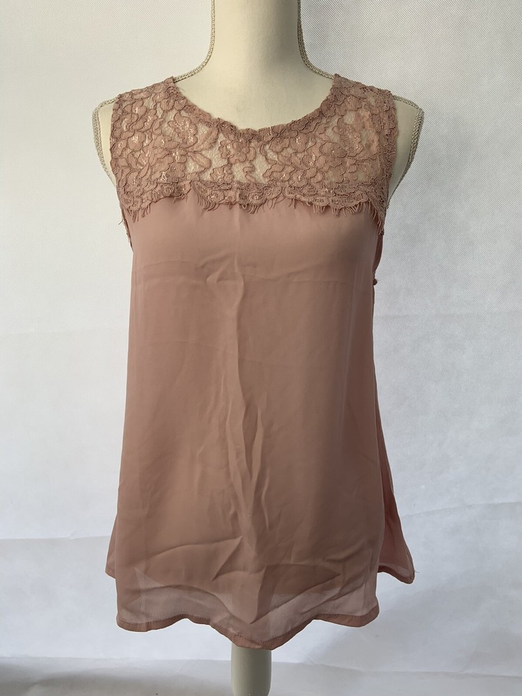 Pink Lace Sleeveless Blouse for Women Size 8-10
