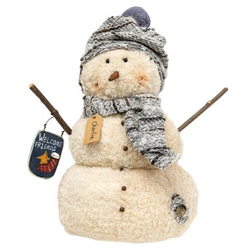 Charlie Snowman Christmas Winter Accent Hat Scarf Twig ~ Home Decor-image