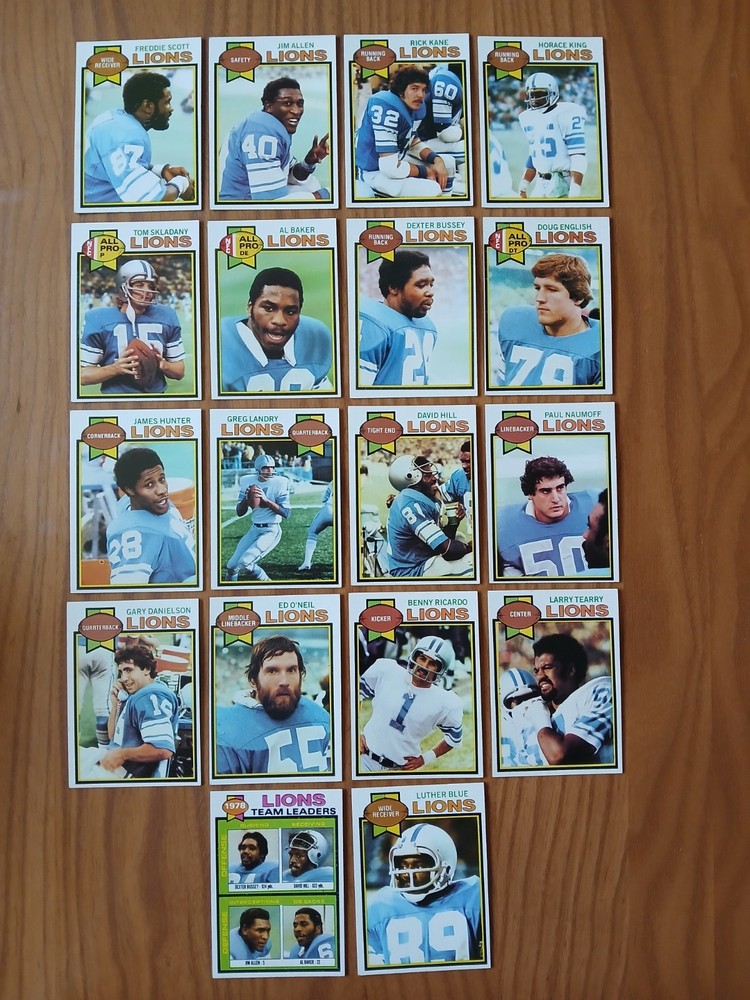 1979 Topps DETROIT LIONS Football Cards - COMPETE TEAM LOT of 18 - EX to EXMT