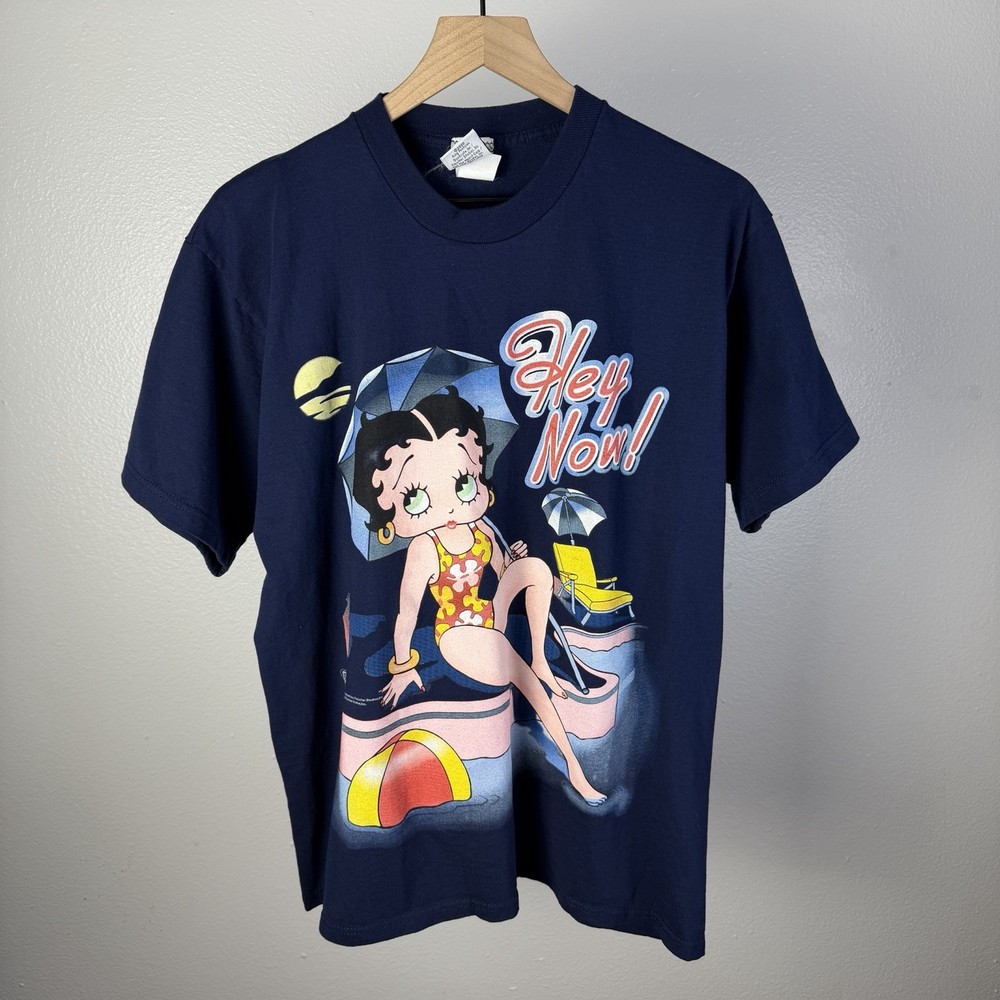 Vintage Betty Boop Hey Now! Freeze Big Print Bikini Bathing Suit T Shirt Size XL