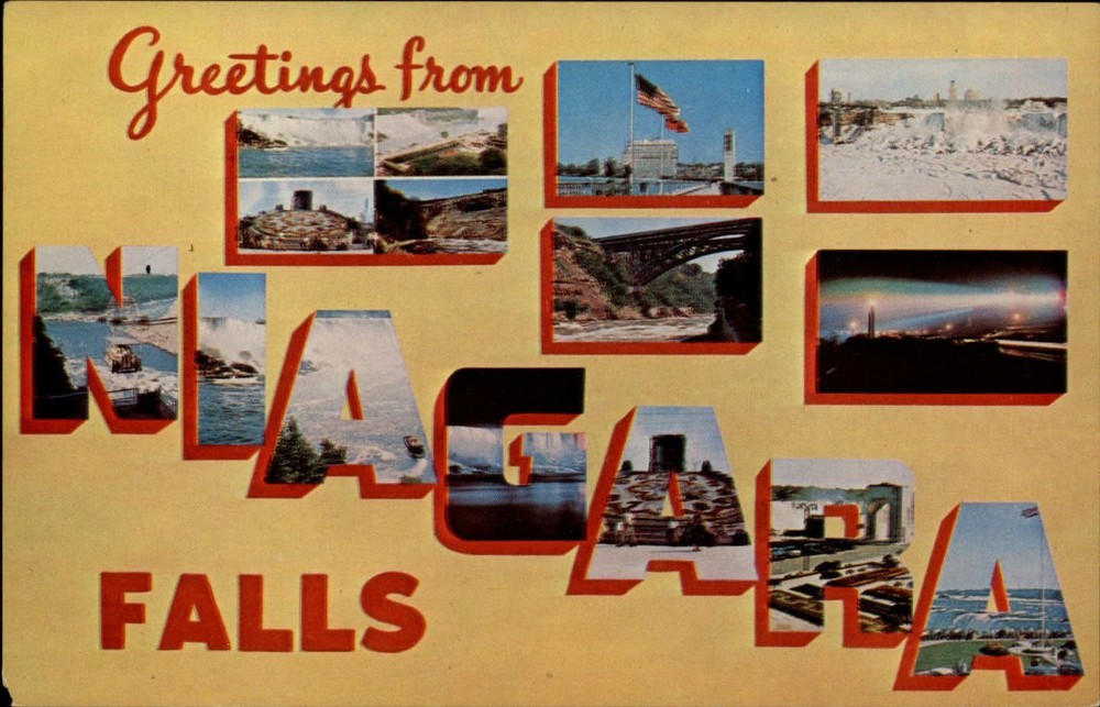 Greetings from Niagara Falls New York large letter multiview ~ postcard sku201