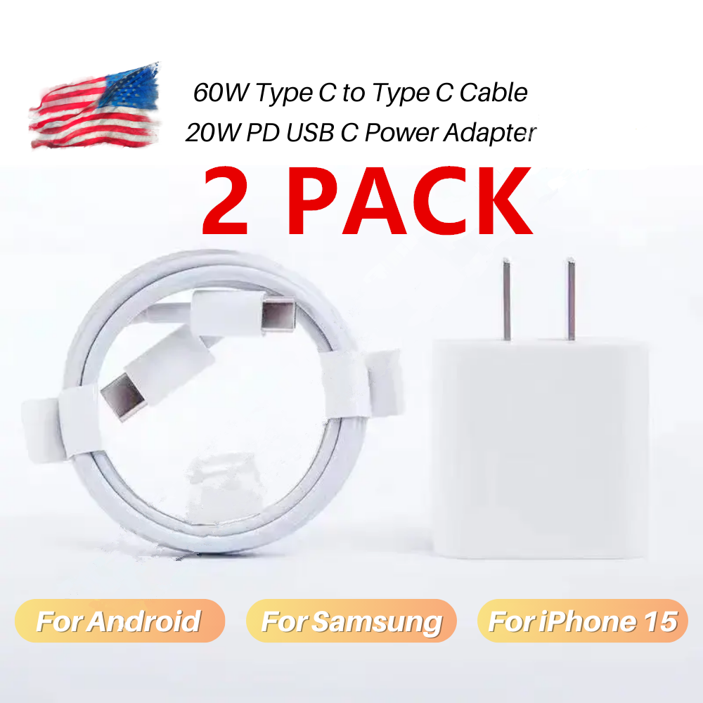 20W USB C Fast Charger PD Cable Type C Power Adapter For iPhone 15 iPad Samsung