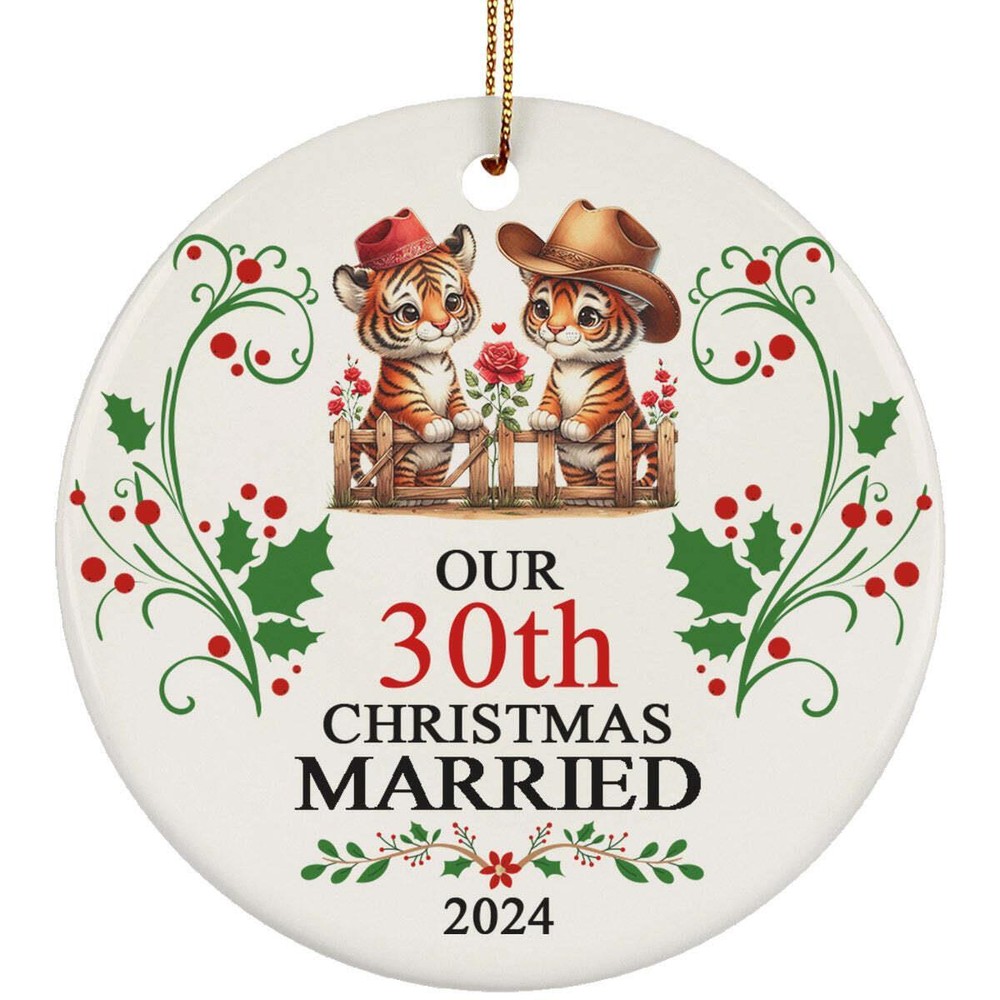 Our 30th Years Christmas Married Ornament Gift 30 Anniversary With Tiger Couple