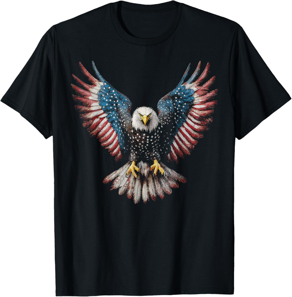 American Flag Bald Eagle 4th of July USA Patriotic Men Women T Shirt