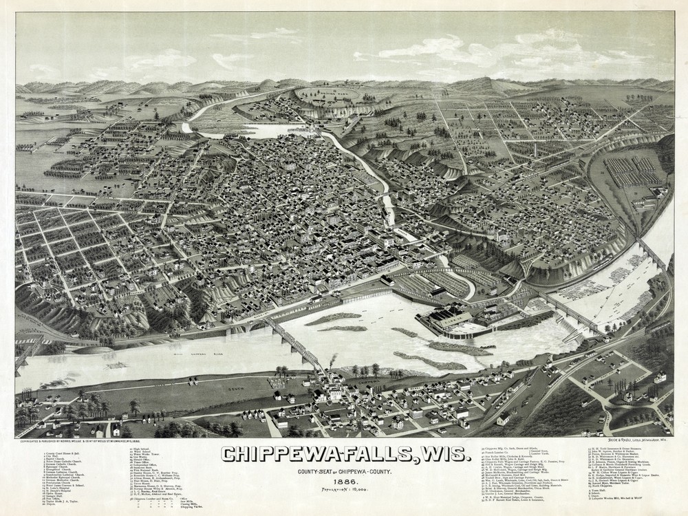 Decorative Poster. Fine Graphic Home Art Design. Chippewa-Falls Wis. 2666