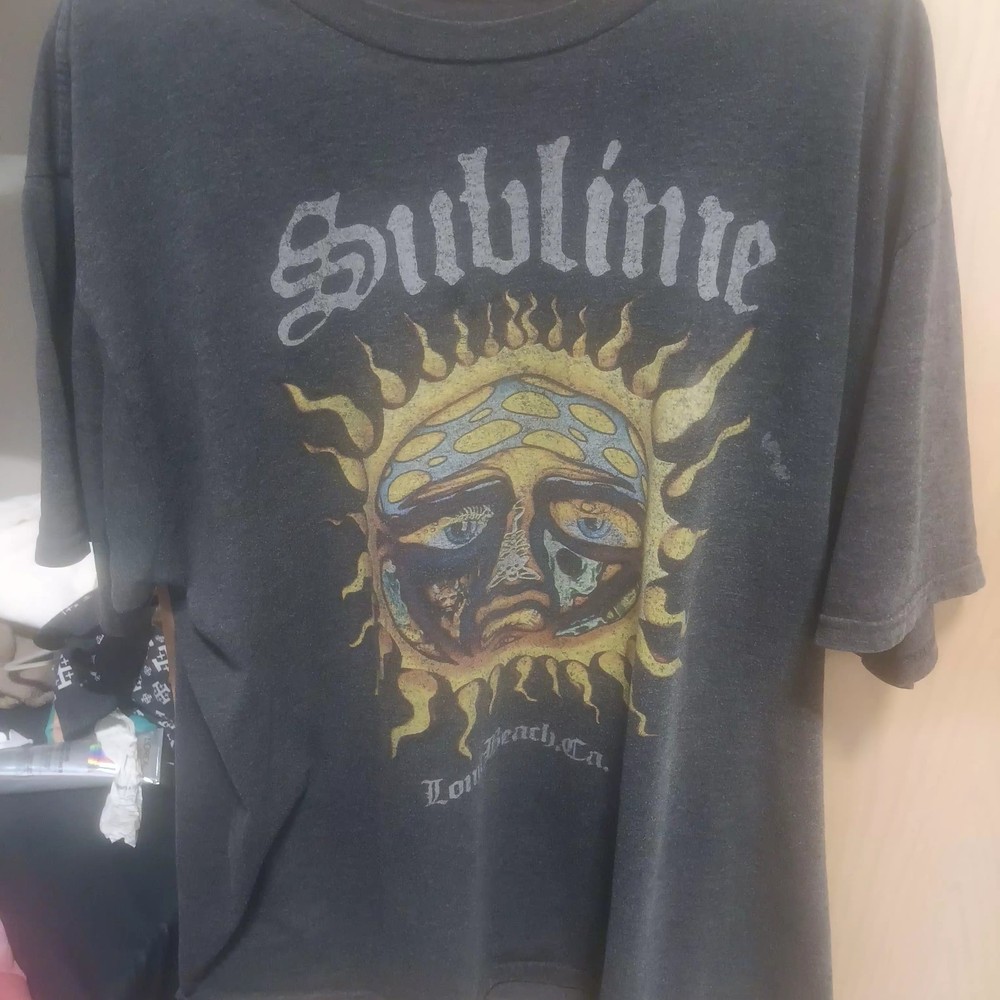 Sublime Men's Gray Crew Neck Short Sleeve Graphic Print Cotton Knit Tee XL