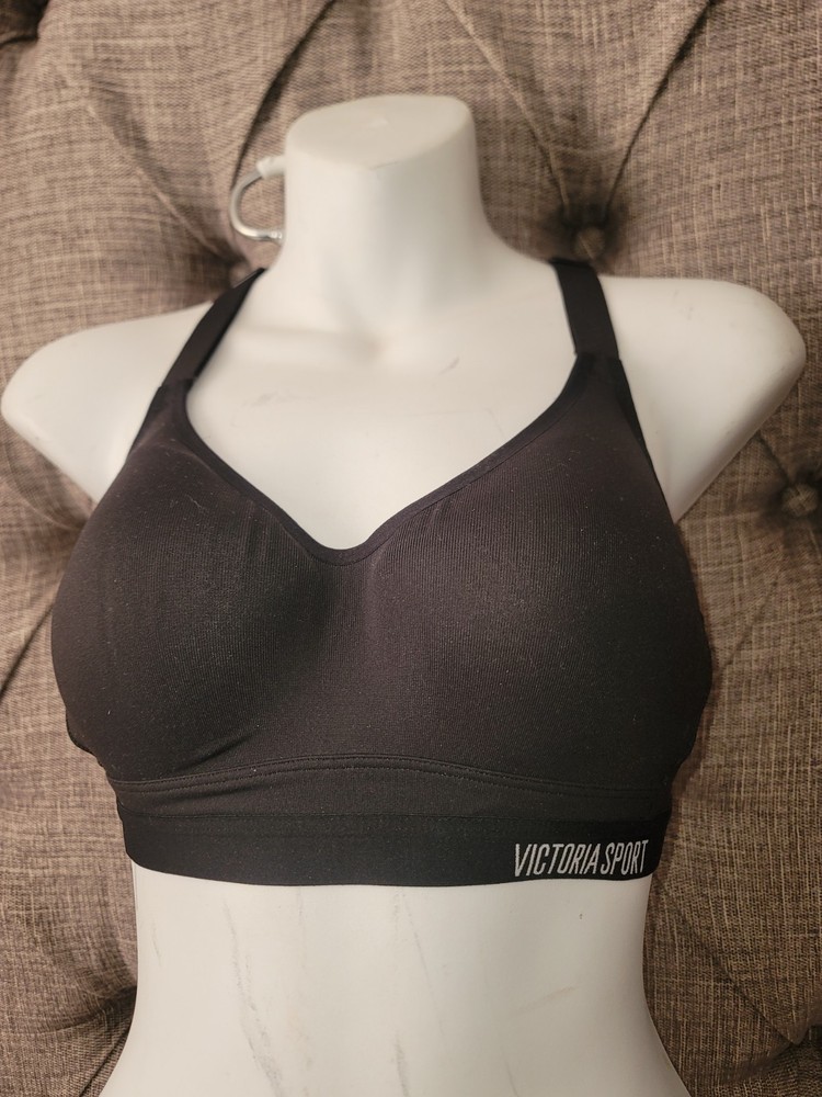 Victoria Secret Women Sports Bra 32C Black Incredible By Racerback Lightly Lined