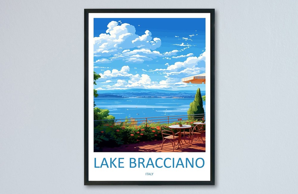 Lake Bracciano Travel Print Wall Art Lake Bracciano Italy Wall Hanging Home