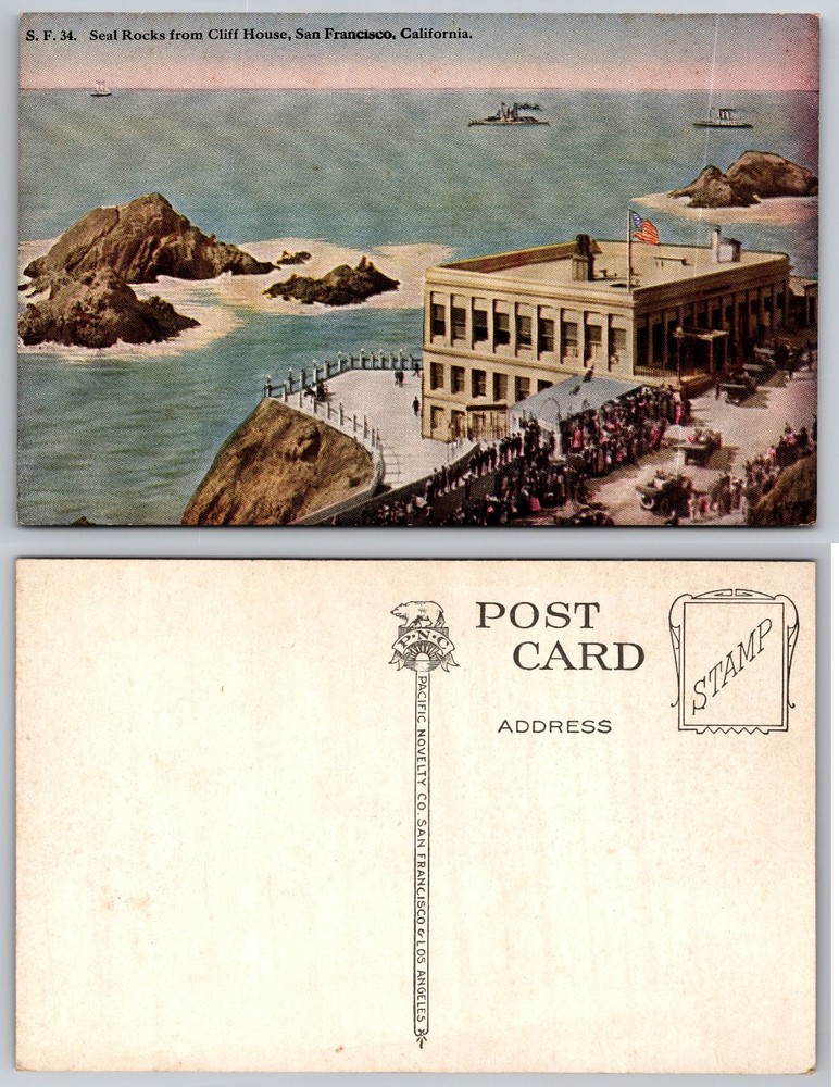 Vintage Seal Rocks Cliff House San Francisco CA Postcard Pacific Novelty Co.