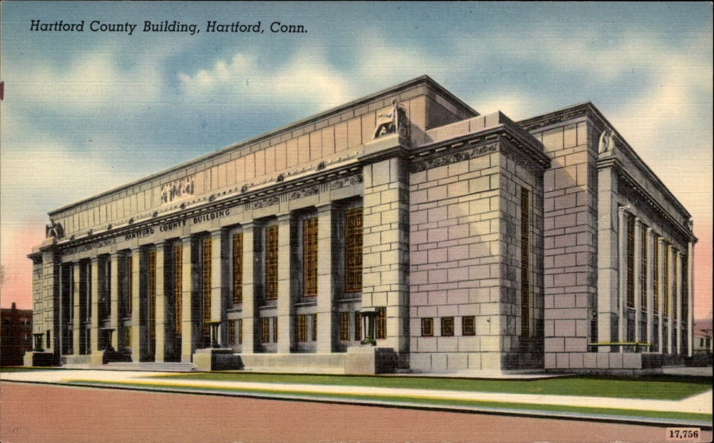 Hartford County Building Connecticut ~ 1940s linen postcard