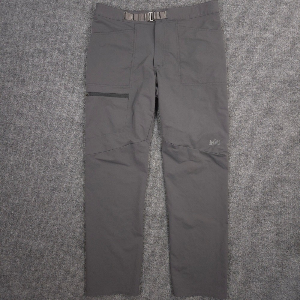 REI Activator Pants Mens 36X32 Gray Belted Performance Outdoor Hiking Workwear