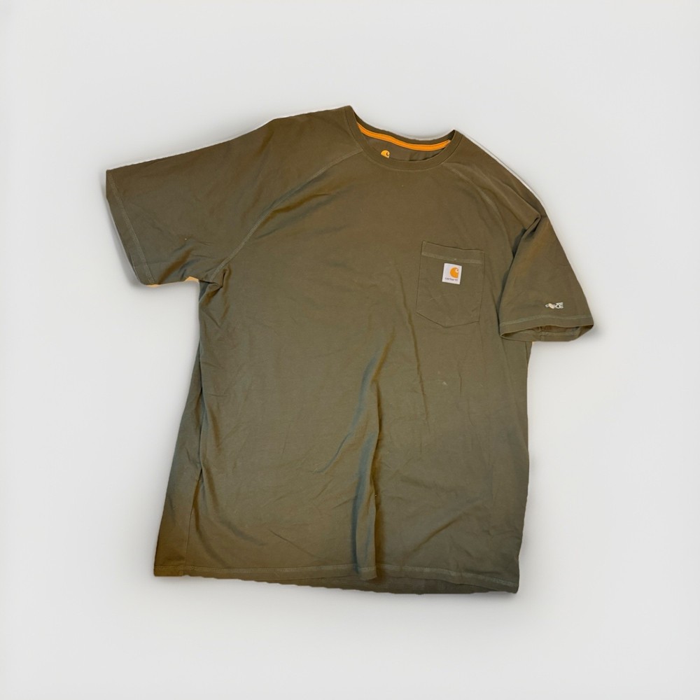 Carhartt Force T Shirt Mens 2XL Olive Green Relaxed Fit Pocket Workwear